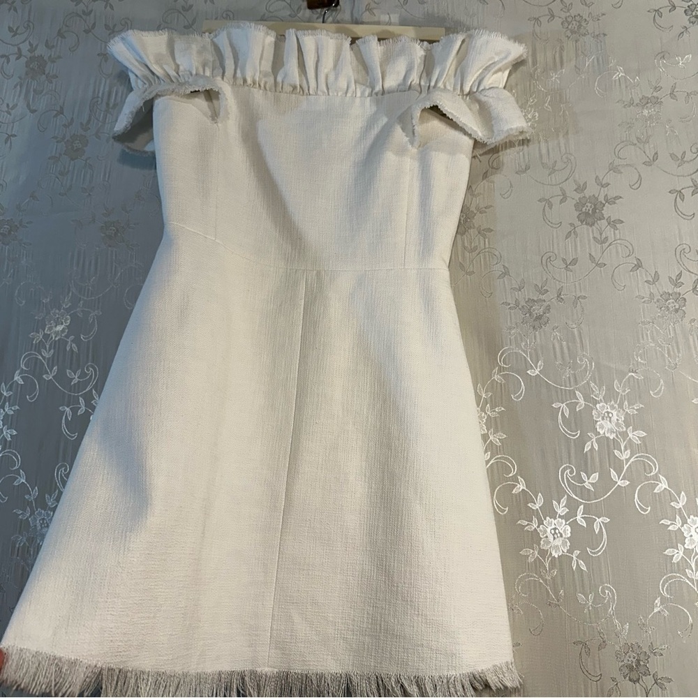 Rebecca Taylor Off-the-Shoulder White Ruffle Dress – Size 4 - Picture 9 of 15